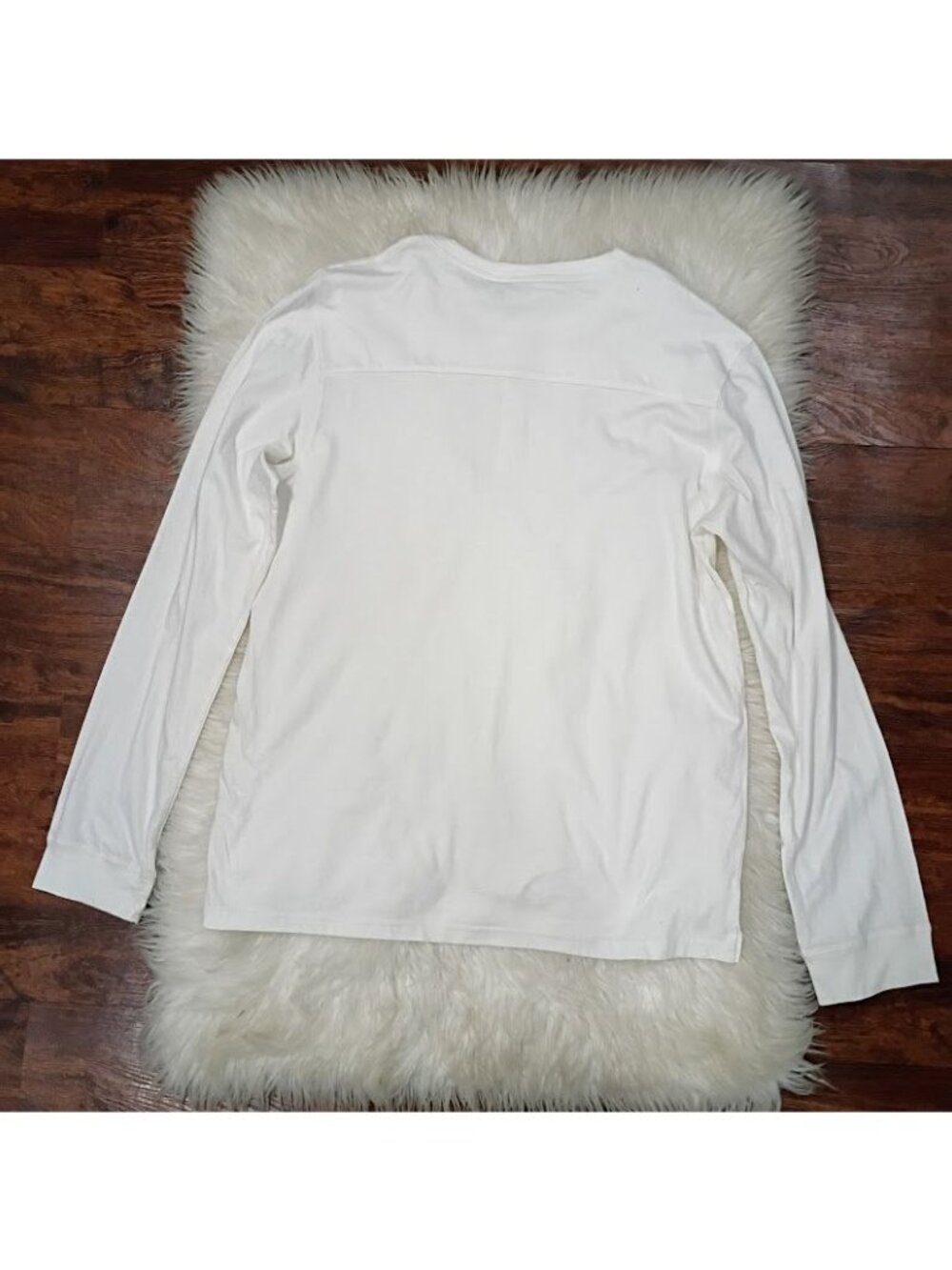 Onia Mens White Long Sleeve Henley Shirt Cotton Blend M New With Tags - Picture 8 of 10